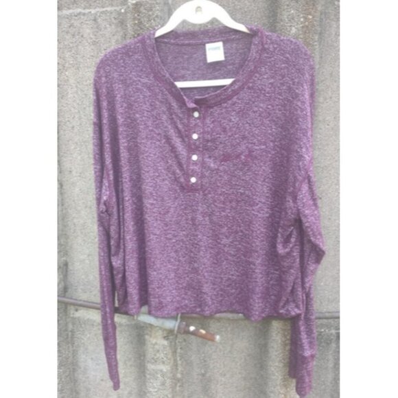 PINK Victoria's Secret Tops - PINK Women's Juniors Long Sleeve Purple Top Size Large